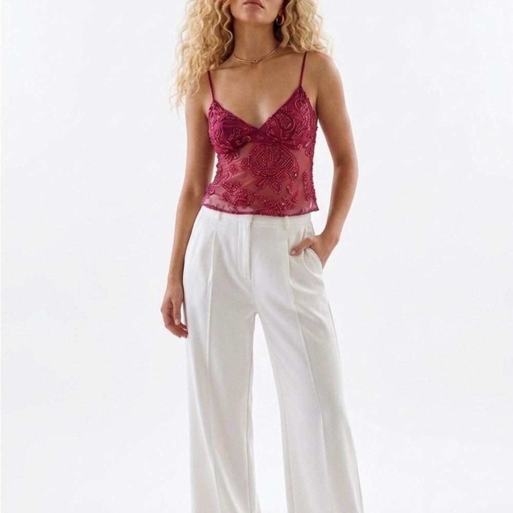 Princess Polly Stunning Beaded Embellished Mesh Cami Top